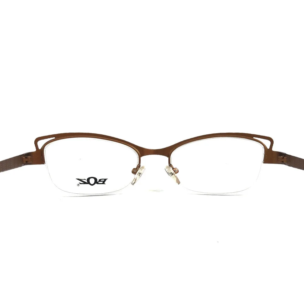 BOZ Eyeglasses Frames WELL 7092 Purple Brown Cat Eye Half Rim 52.5-18-140